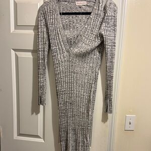 Gray Ribbed Knit Dress